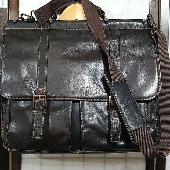 Wilson's VTG Large Chocolate Brown Leather Briefcase Men's Computer Bag Organize - Picture 2 of 16